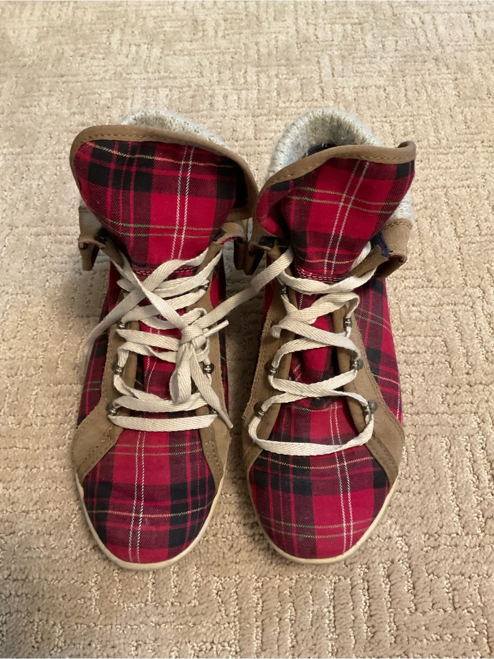 ♦️The North Face Women Base Camp Roll‑Down Sneakers Red Plaid Size 7 Streetwear